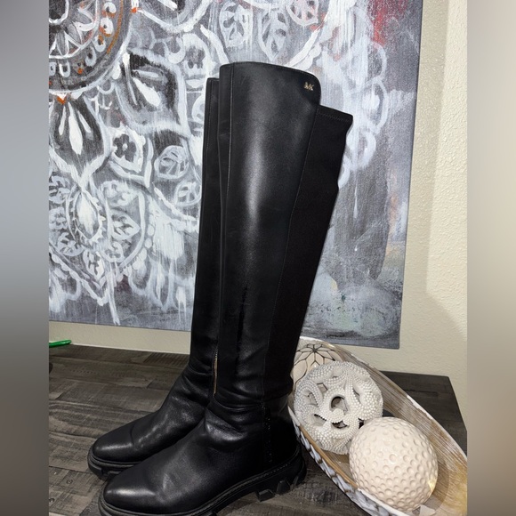 MICHAEL KORS BLACK LEATHER RIDLEY OVER THE KNEE BOOTS SZ 8 - Picture 4 of 15